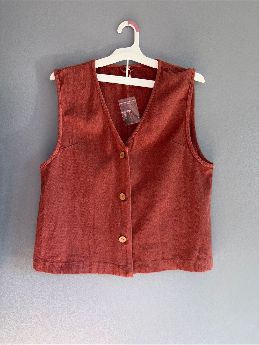 Rust Button-Front Women's Vest